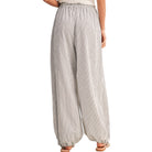 striped balloon pants with drawstring