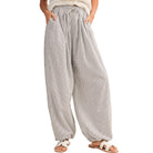 striped balloon pants with drawstring