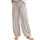 striped balloon pants with drawstring