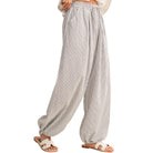 striped balloon pants with drawstring