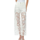 White lace pants on a white background