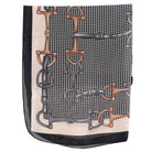 Silk scarf with horse bridle pattern on a white background