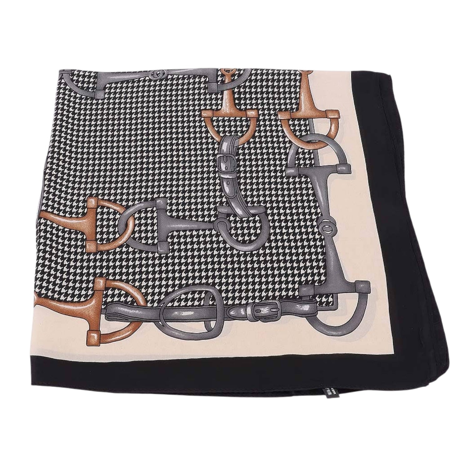 Scarf with horse bit pattern on a beige background