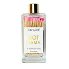 Matches in a container labeled 'Hot Mama' by Chez Gagne on a white background