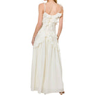 cream ruffle dress on white background
