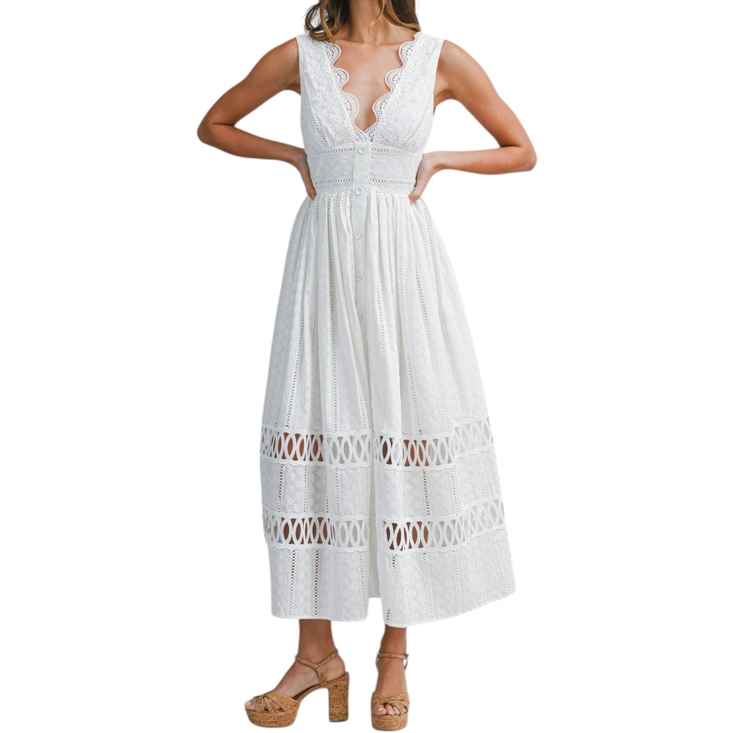 White lace dress on a white background