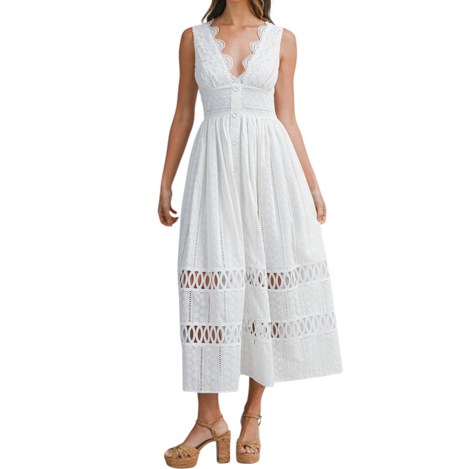 White lace dress on a white background