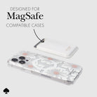 Phone case with floral design and MagSafe compatibility on a white background