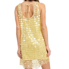 Yellow sequin dress on a white background