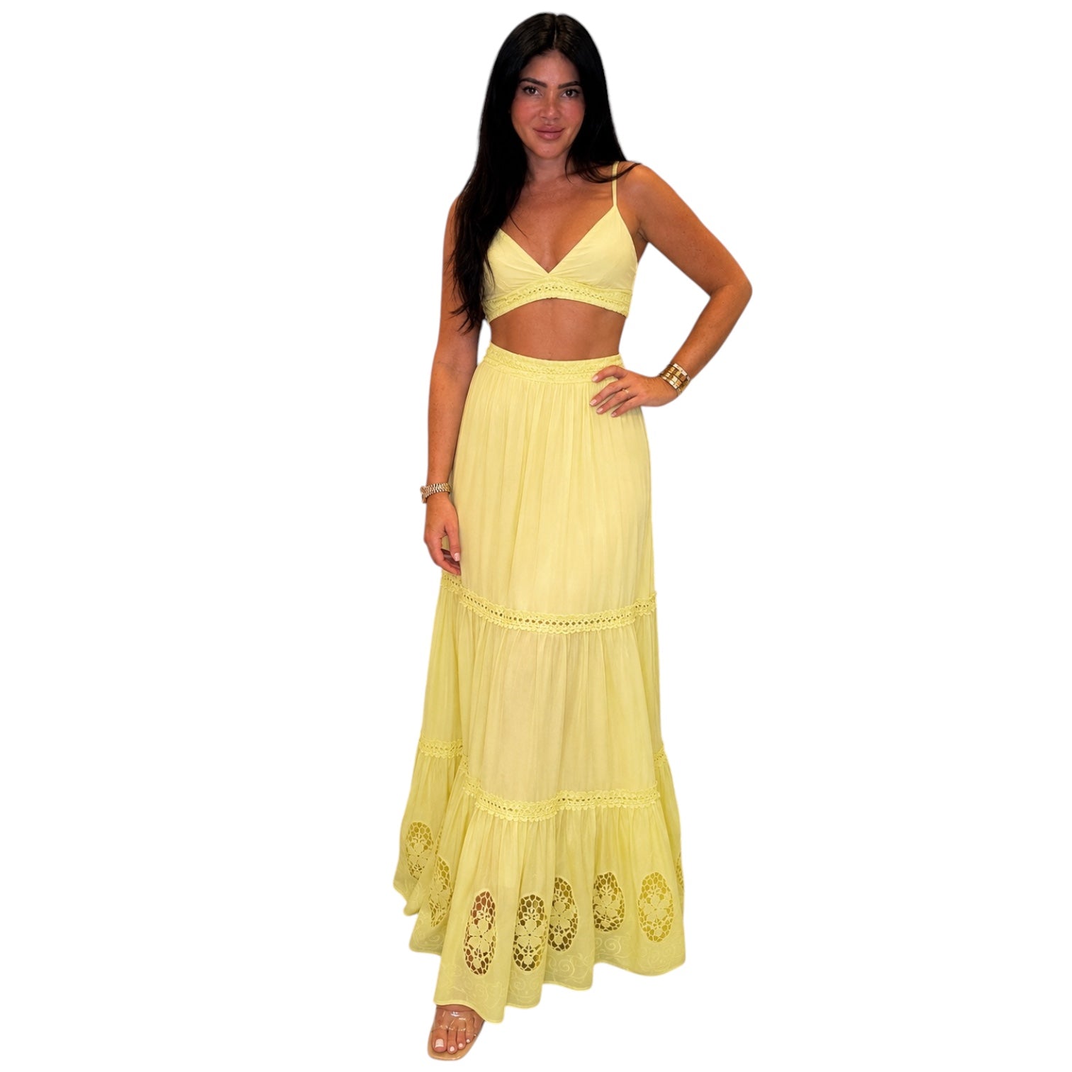 Lemon Lace Cami Maxi Skirt Set Alicia DiMichele Boutique Lemon Lace Cami Maxi Skirt Set Alicia DiMichele Boutique