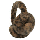 Leopard print faux fur earmuffs, cozy winter ear warmers.