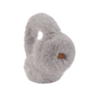 Long faux fur ear muff warmers in neutral tones, cozy winter accessory.