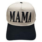 Beige and black cap with 'MAMA' embroidery on a white background