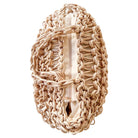 Beige woven bag on a white background