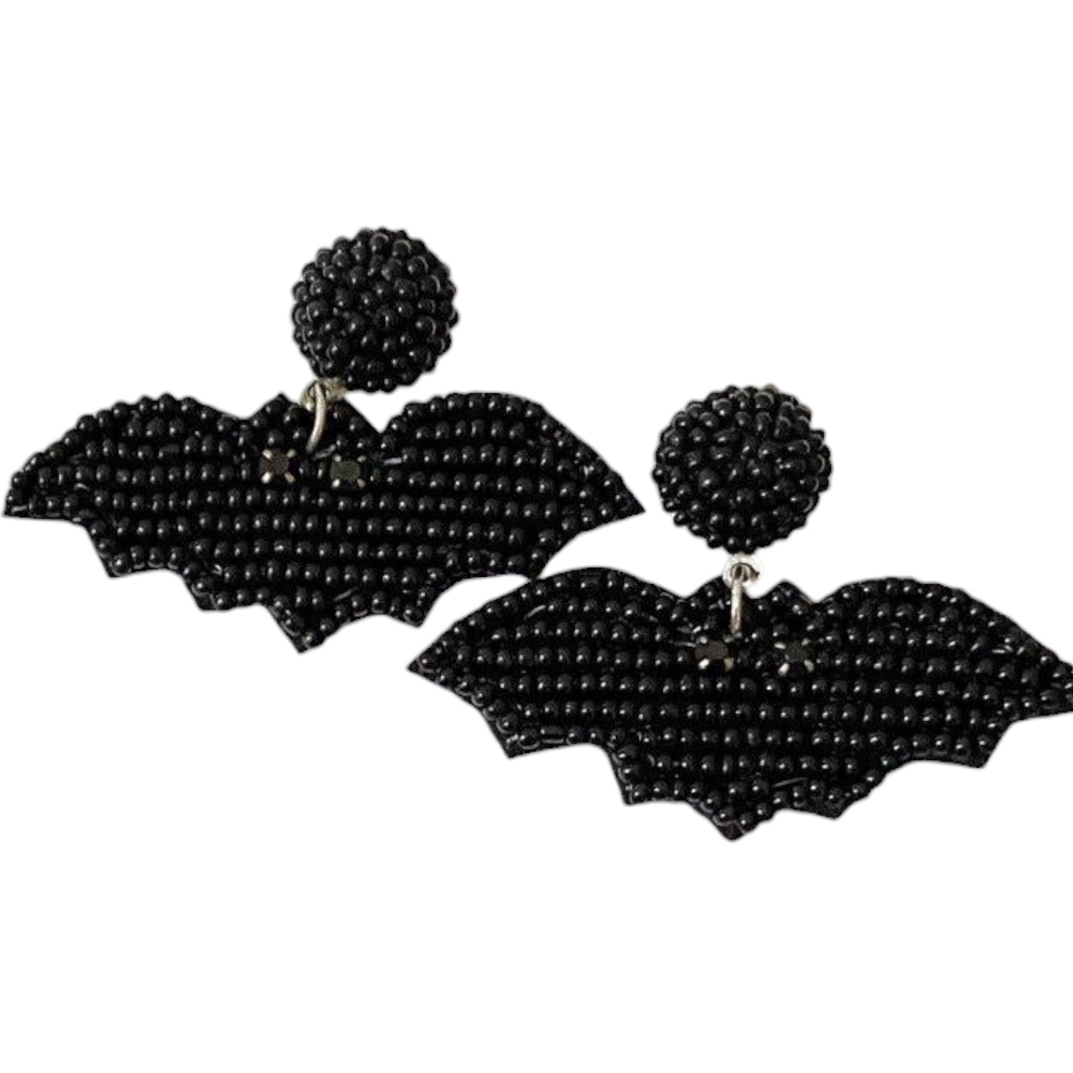 Midnight Flight black beaded bat earrings