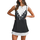 a woman wearing a layered slip dress with lace detail 