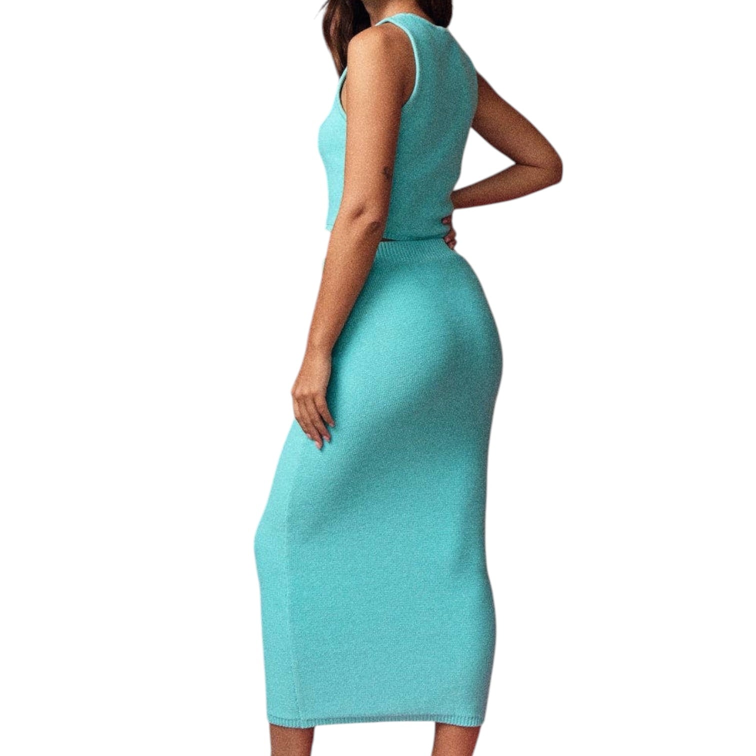 Turquoise dress on a white background