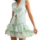 Light green lace set on a white background