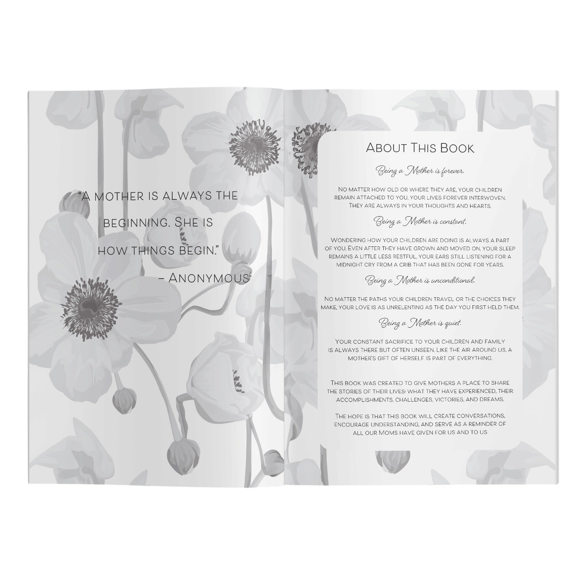 Floral design with text on a white background