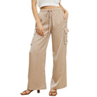 Nude wide-leg pants worn by a person on a white background