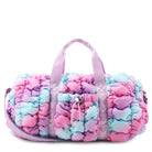 Multicolored textured bag with a handle on a white background