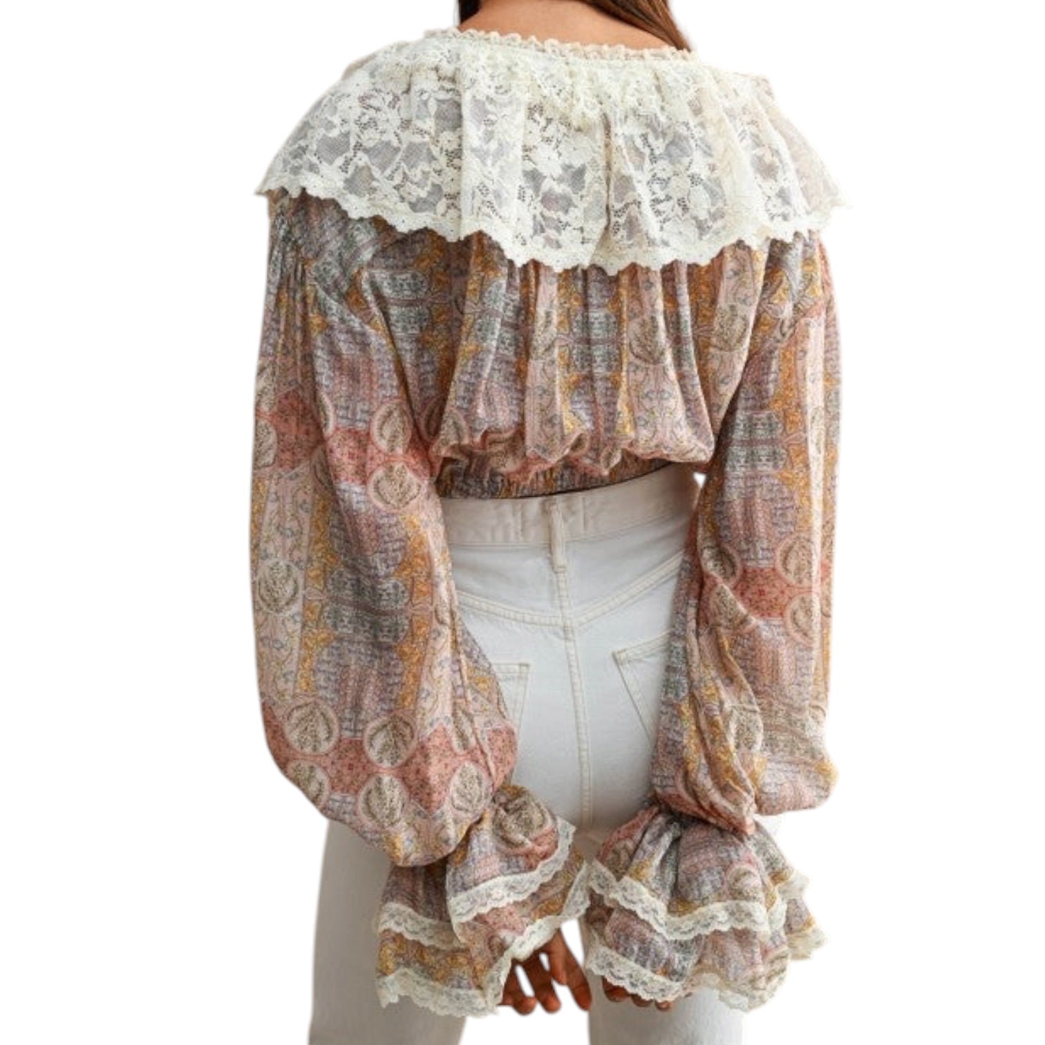 Paisley Ruffle Detail Blouse – Alicia DiMichele Boutique
