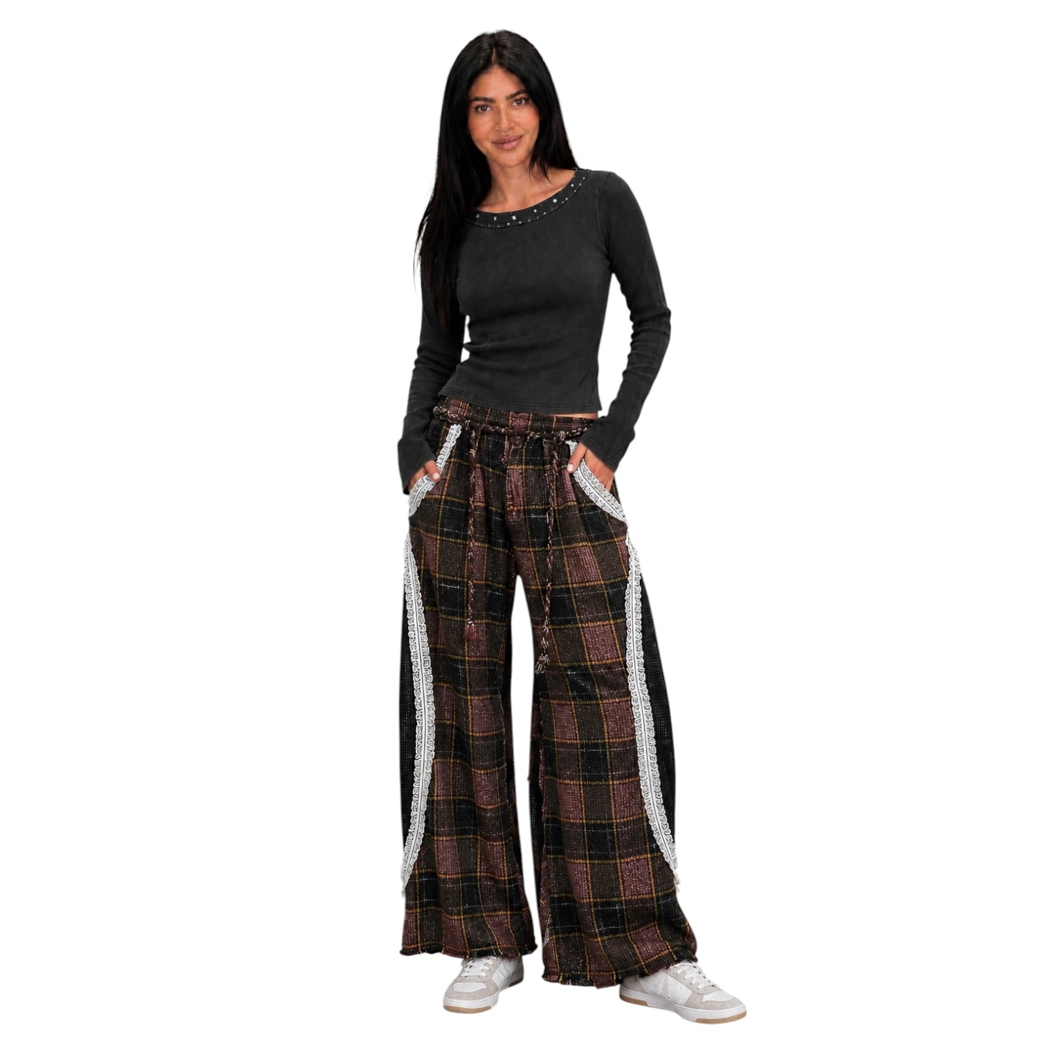 Choco Patch Lace Wide Leg Pants – Alicia DiMichele Boutique