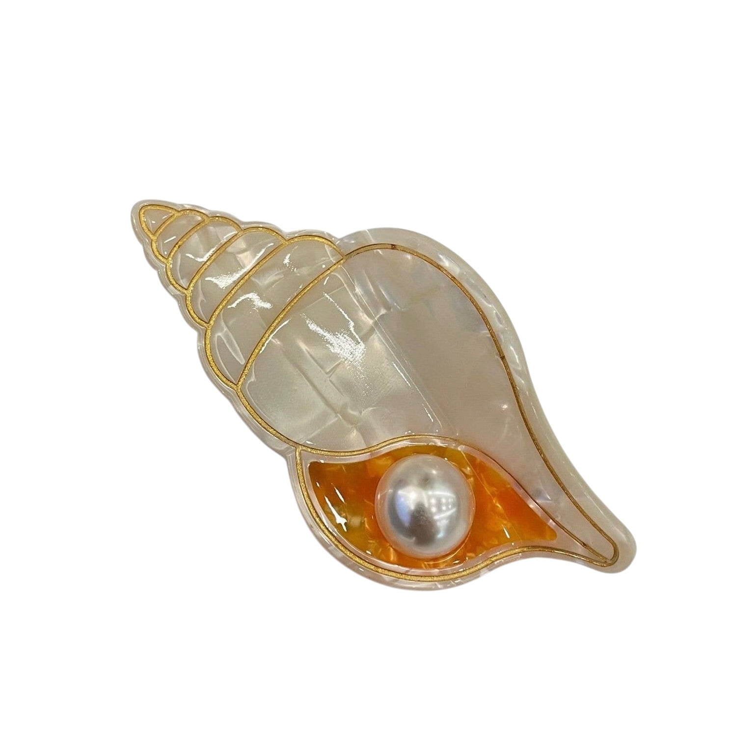 Shell with a pearl inside on a white background