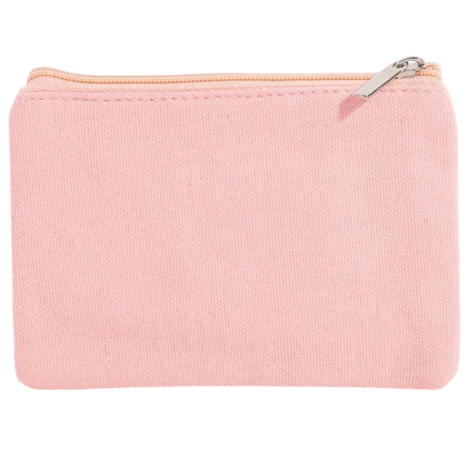 Pink pouch with a zipper on a white background