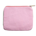Pink zippered pouch on a white background