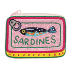 Pouch with 'Sardines' design on a pink background