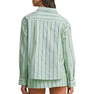 Green and white striped set on a white background