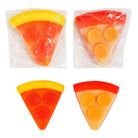 Two packages of pizza-shaped toys with a clear window, two toys displayed below.