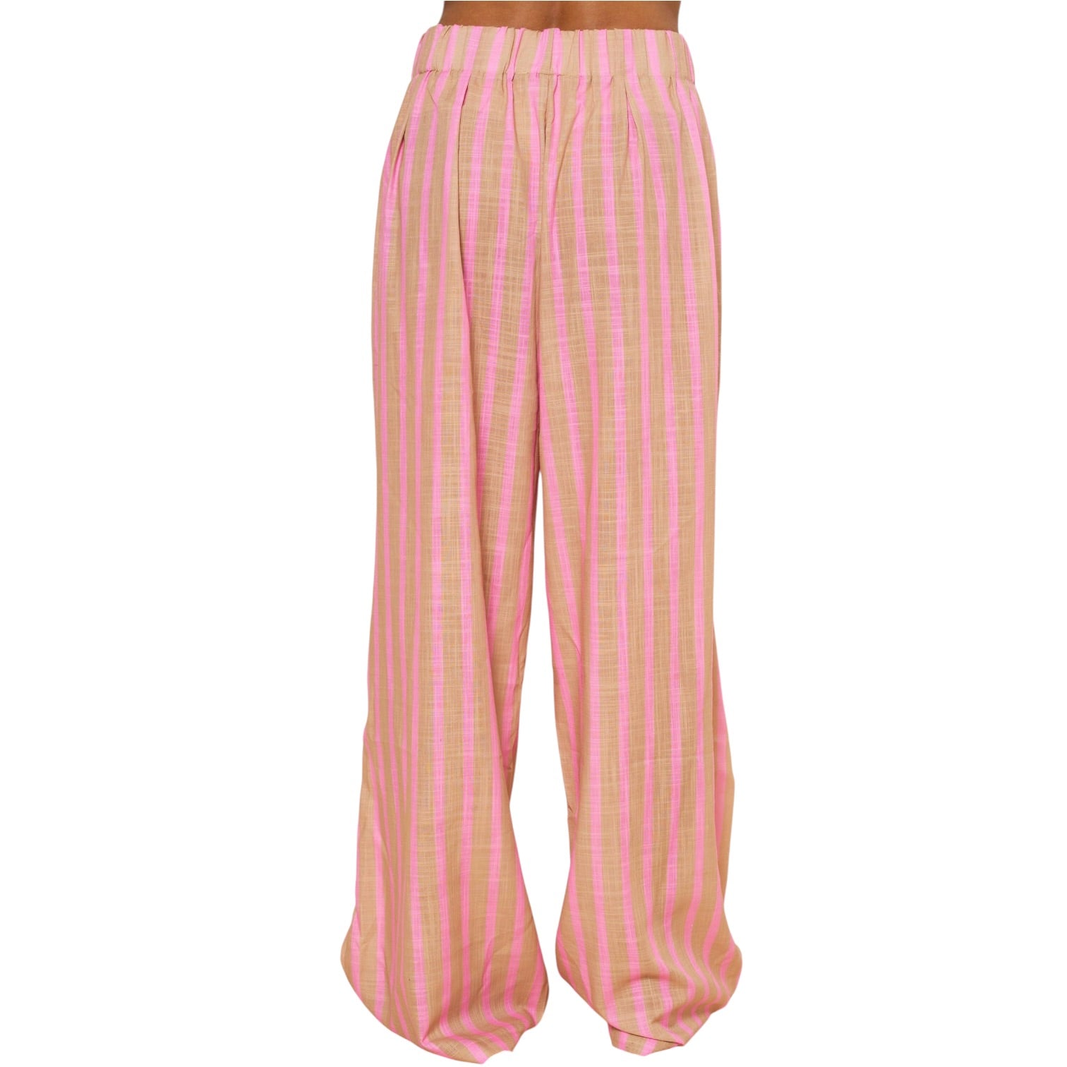 Pink striped pants on a white background