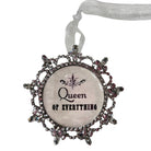 Decorative ornament with 'Queen of Everything' text and decorative frame on a white background