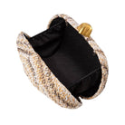twist straw clutch bag on white background