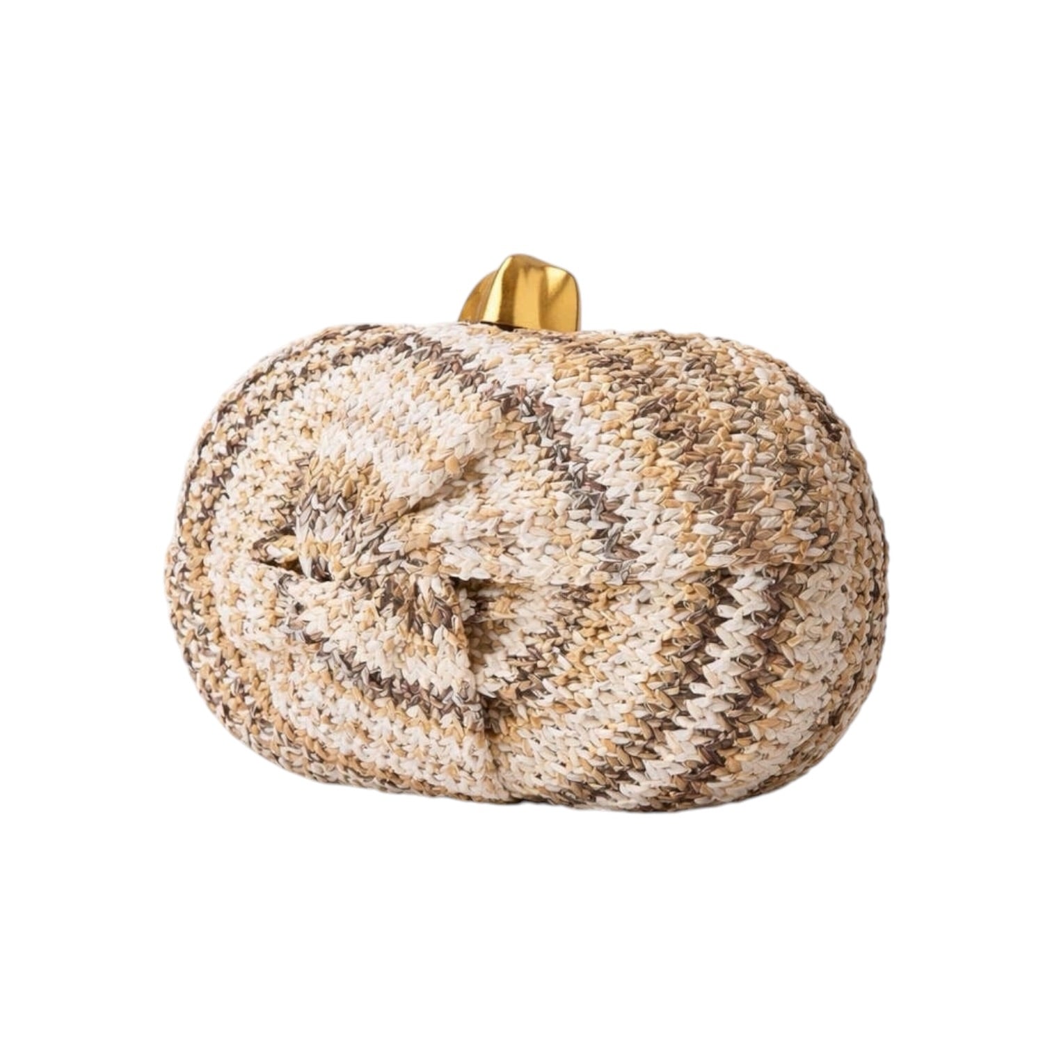 twist straw clutch bag on white background