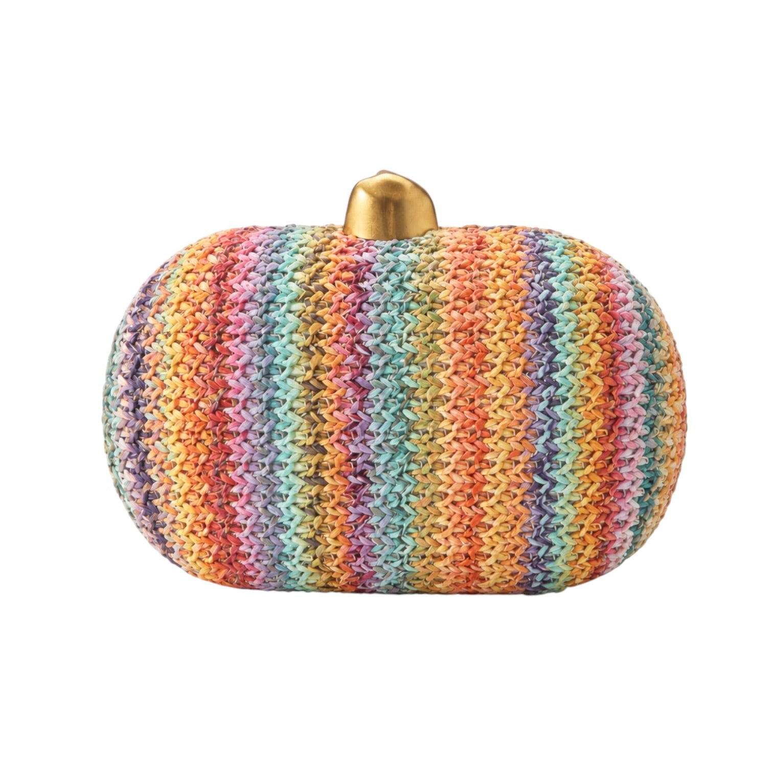 rainbow straw clutch on white background
