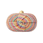 rainbow twist straw clutch on white background
