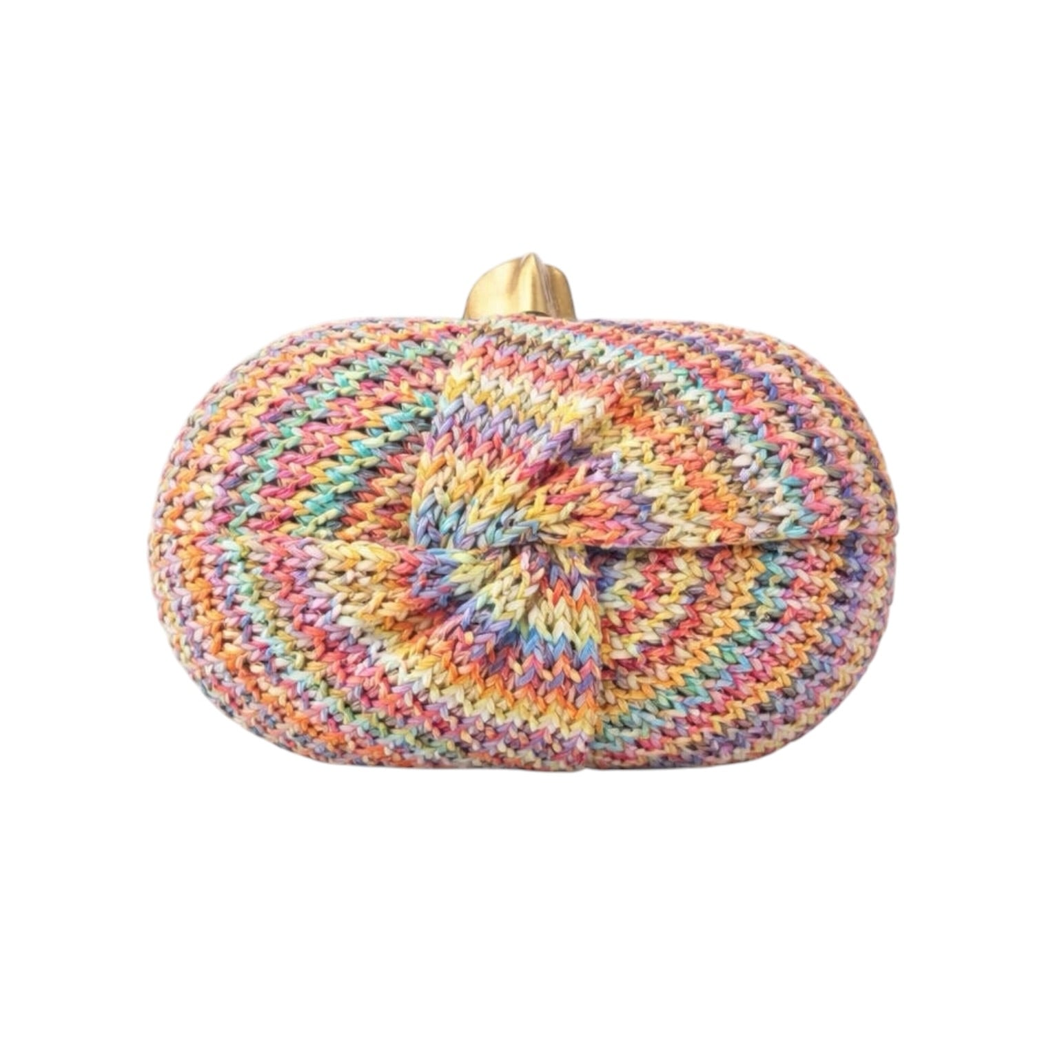 rainbow twist straw clutch on white background