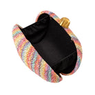 rainbow twist straw clutch on white background
