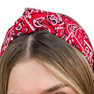 Young woman wearing a red bandana headband