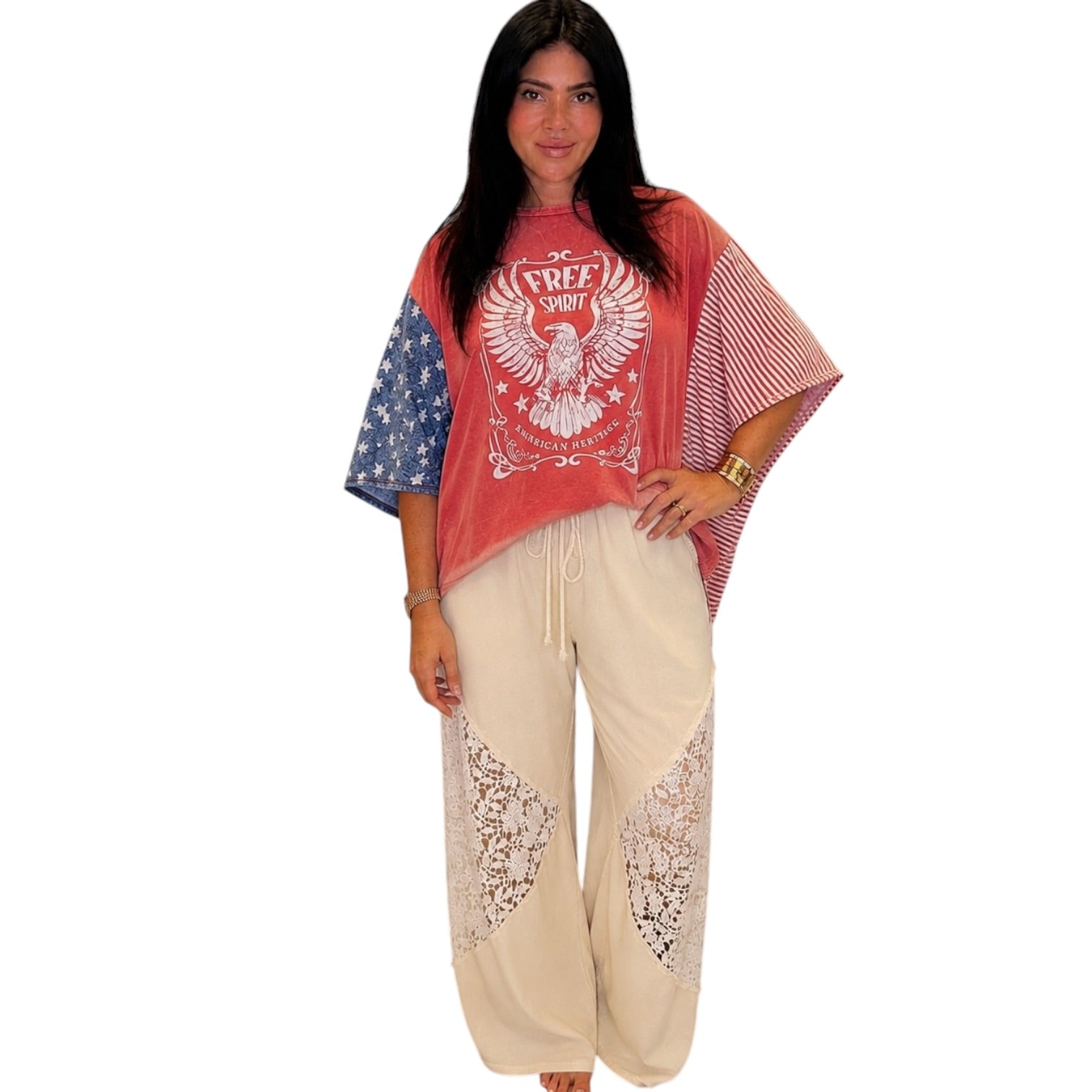 Red Mineral Wash Americana Poncho Top – Alicia DiMichele Boutique