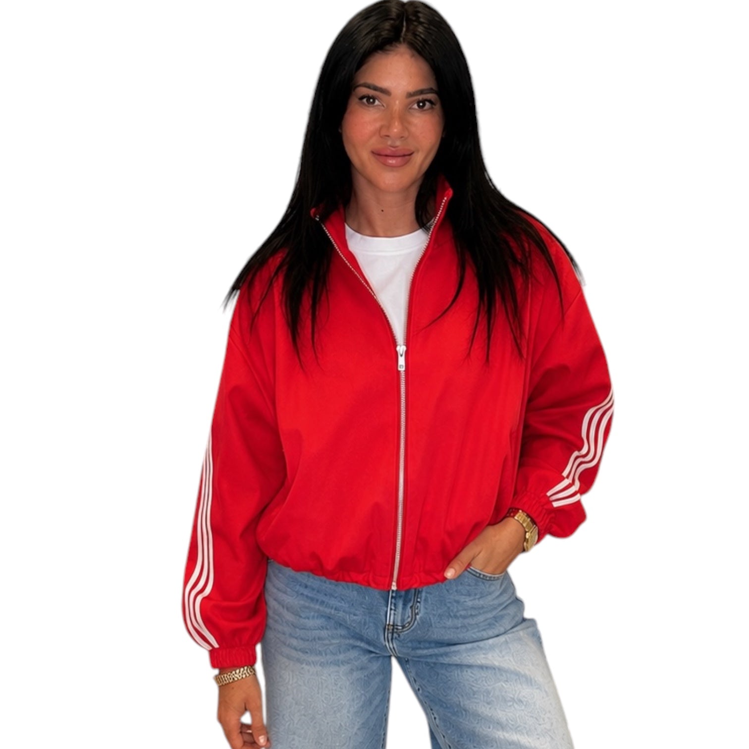 Red Stripe Zip-Up Track Jacket – Alicia DiMichele Boutique