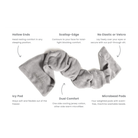 Gray eye mask with features listed on a white background