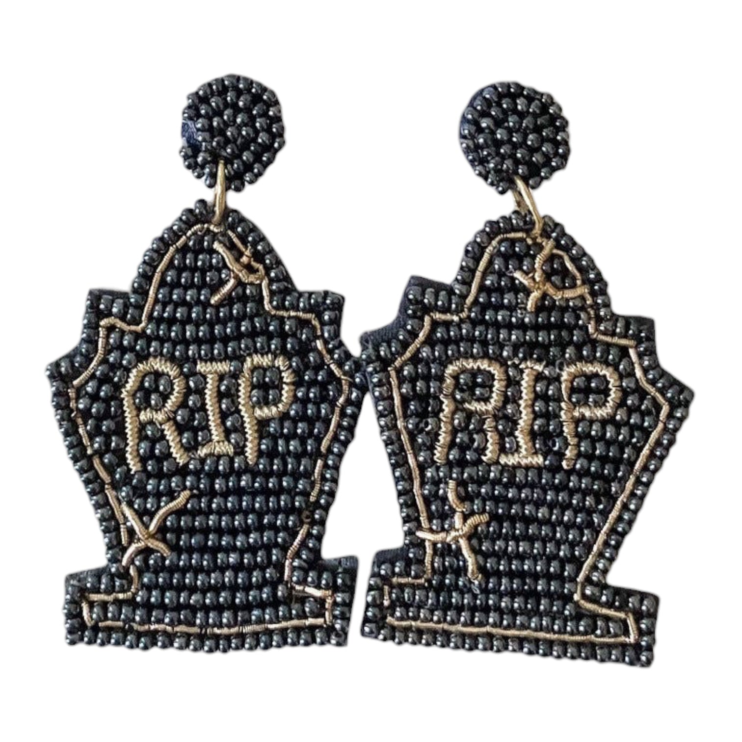 Graveyard Glam RIP tombstone beaded earrings