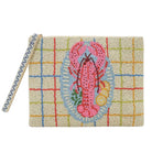 Pouch with lobster design on a plaid background