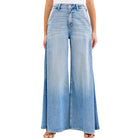 Wide-leg jeans on a white background