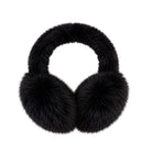 Black faux fur earmuffs with a padded headband and round ear cups, shown against a plain white background.