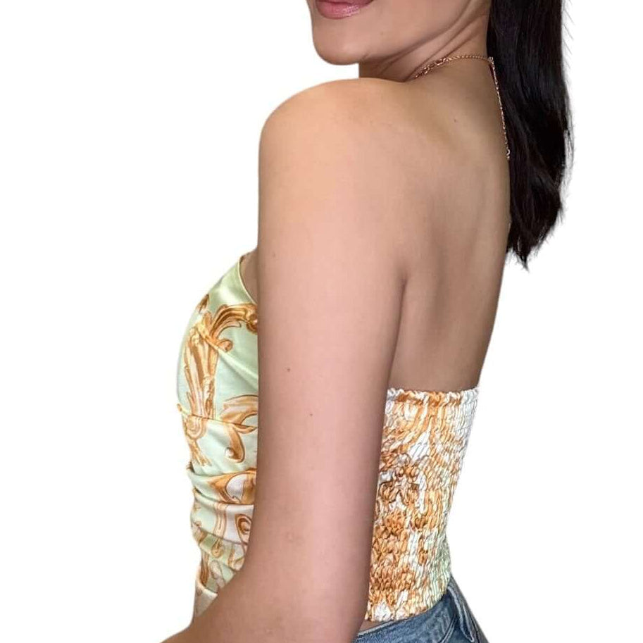 Strapless Satin Scarf Top - Lemon – Alicia DiMichele Boutique